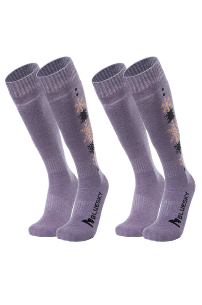 Ski & Snowboard Socks, 2 Pairs (Purple)