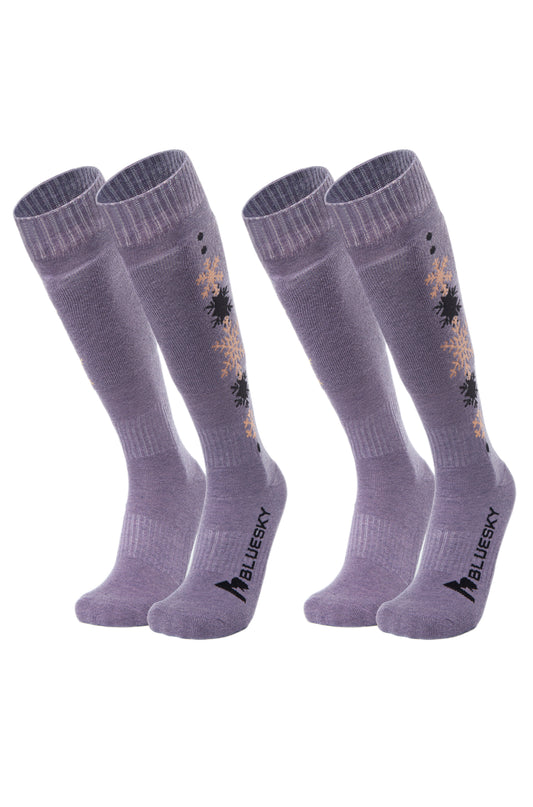 Ski & Snowboard Socks, 2 Pairs (Purple)
