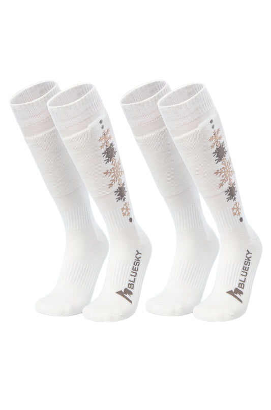 Ski & Snowboard Socks, 2 Pairs (White)