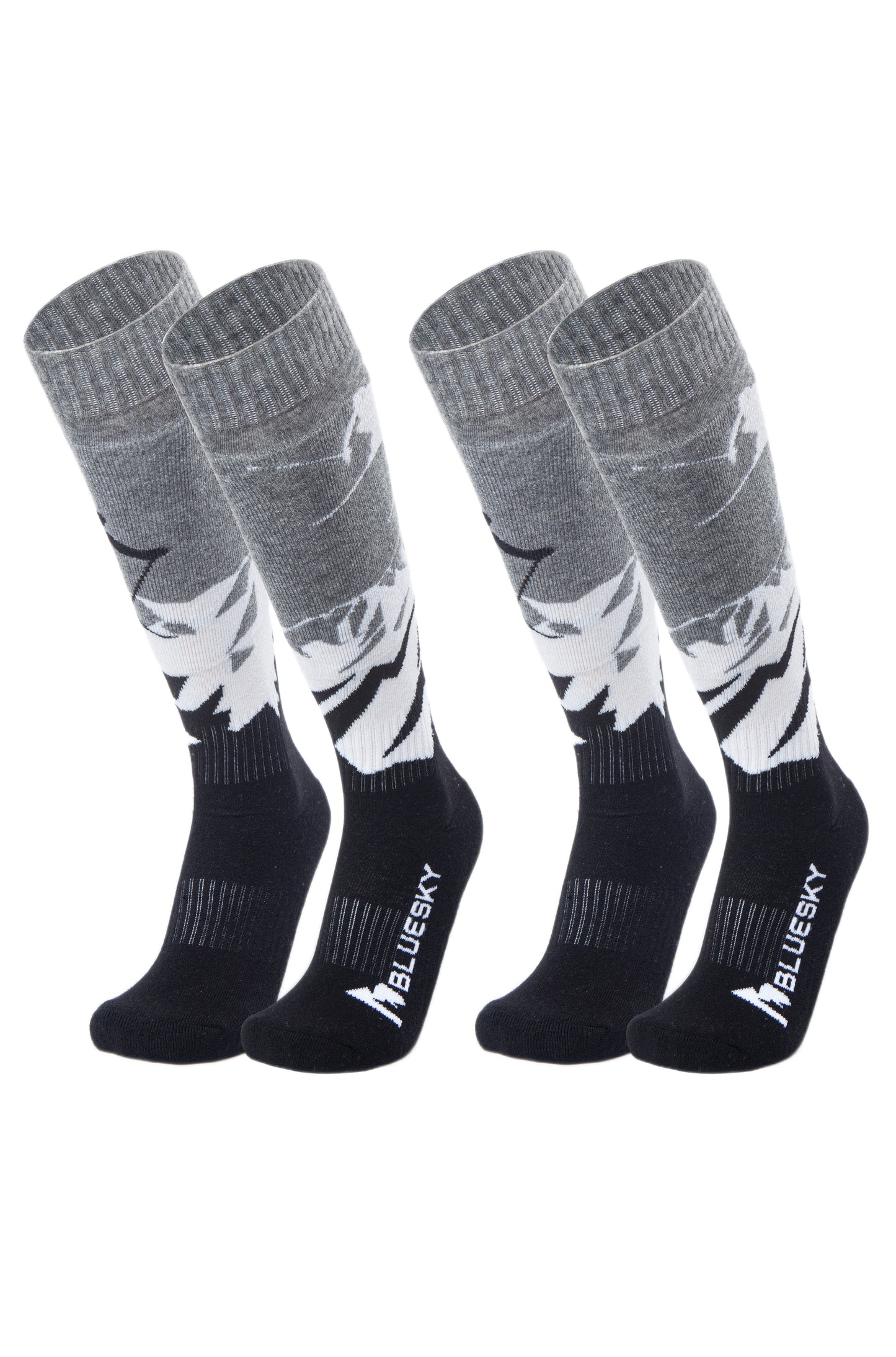 Ski & Snowboard Socks, 2 Pairs (Gray & Black)