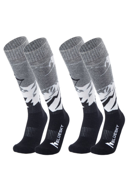Ski & Snowboard Socks, 2 Pairs (Gray & Black)