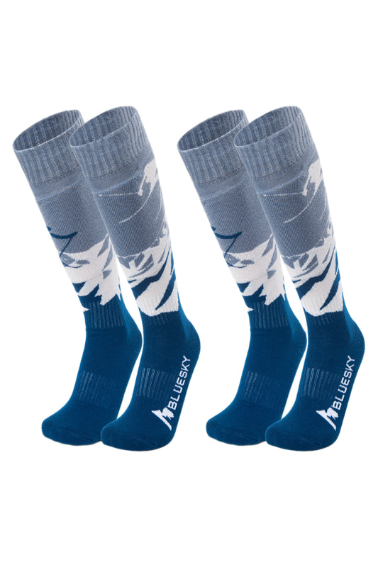 Ski & Snowboard Socks, 2 Pairs (Blue)