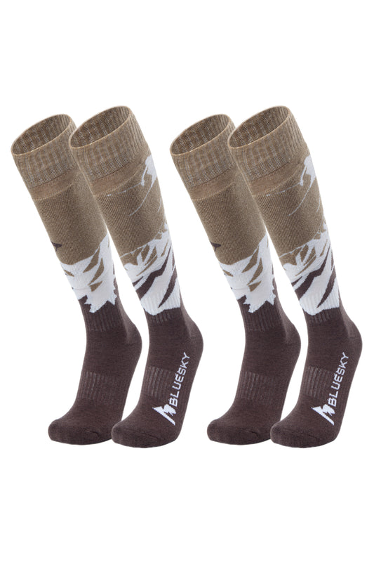 Ski & Snowboard Socks, 2 Pairs (Brown)